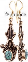 Boucles d'oreilles Médiévales avec Turquoise en bronze