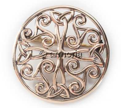 Broche Celte 4 Triskels et Croix en bronze 