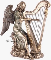 Figurine Ange Harpiste aspect bronze Marque Veronese 