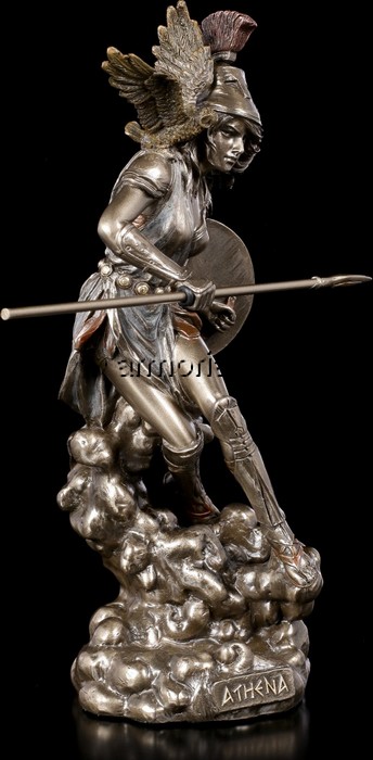 Figurine Déesse Athéna avec lance aspect bronze Marque Veronese