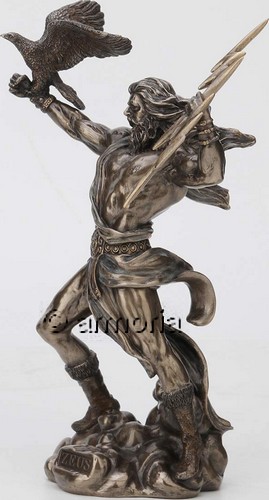 Figurine Dieu grec Zeus avec Aigle aspect bronze Marque Veronese 