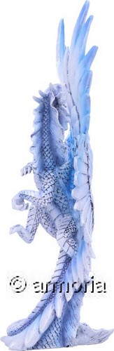 Figurine Grand Dragon bleuté protégeant son Oeuf "Silver Dragon" de Anne Stokes 