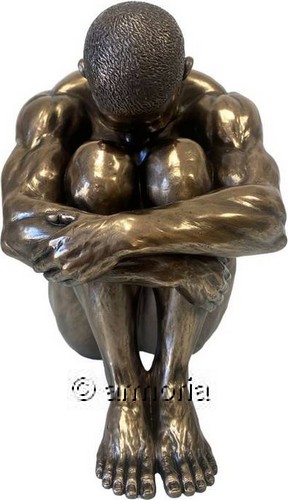 Figurine Homme Nu assis réfléchissant aspect bronze Marque Veronese