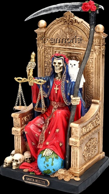 Figurine La Faucheuse Santa Muerte sur son Trône en couleurs Marque Veronese