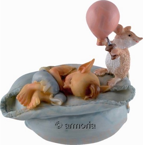 Figurine Lutin Bébé endormi avec Souris 