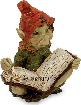Figurine Pixie ou Korrigan au Chapeau rouge lisant