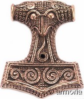 Pendentif Grand Marteau de Thor avec spirales en bronze 