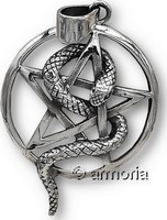 Pendentif Serpent entourant un Pentacle en argent 