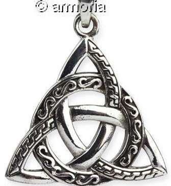 Pendentif Triquetra cerclé spirales en argent, 2.7 cm