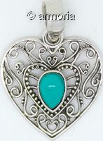 Pendentif Coeur en argent avec turquoise
