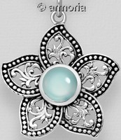 Pendentif  Fleur en argent et calcédoine