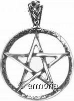 Pendentif Pentacle cerclé avec liseré en argent, 2.8 cm