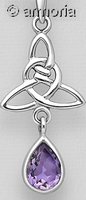 Pendentif Triquetra en argent avec goutte améthyste